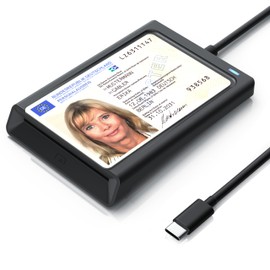 CSL - USB C Chipkartenleser mit NFC - SmartCard Reader/SIM Kartenlesegerät - kompatibel mit Windows 10-11 - für den neuen Personalausweis Gesundheitskarte Bankkarten