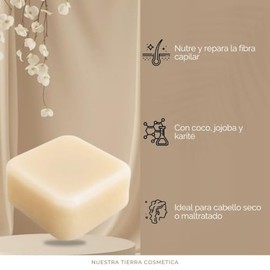 Acondicionador Sólido de Coco Orgánico, Zero Waste, Barra Sólida, 50 g