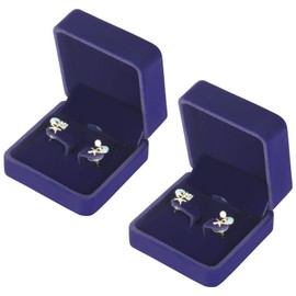 KUKUVR 2 Pieces Classic Velvet Jewelry Earring Gift Box for Stud Earring Necklace Pendant, Jewellry Earring Storage Display Case for Christmas Wedding Engagement Birthday Anniversary, Blue