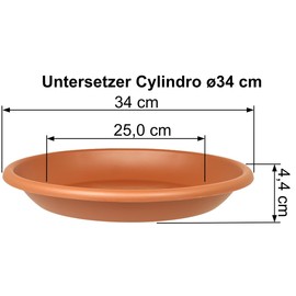 MePla Flower Pot Saucer for Cilindro Planter, Round Plastic Saucer, Weatherproof Planter, UV-Resistant, Diameter 34 cm, Terracotta