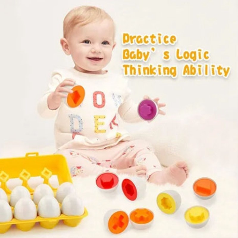 12pcs Matching Eggs Set Educational Early Learning Shapes Sorting Color