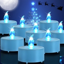 Boakboary Tea Lights Flameless Battery Operated Candles-LED Flickering Votive Candle Long Lasting 200 Hours,100 Pack Realistic and Bright for Seasonal Festive Celebrations Decoration (Blue)