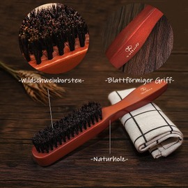 VinBee Men's Boar Bristle Brush Beard Brush Hair Brush Stiff Bristle for Men