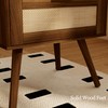 JOONEE Rattan Nightstand with Charging Station,Farmhouse Bedside Table with 2