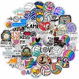 Volleyball Stickers |50 Pcs Volleyball Waterproof Vinyl Decals for Water Bottles Laptop Luggage Cup Computer Mobile Phone Skateboard Guitar Helmet Snowboard Décor