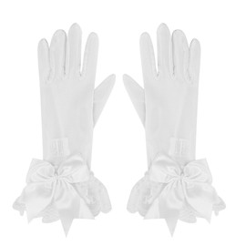 jbluelover Wedding Gloves, Bridal Gloves, Bridal, Women's, Stylish, Cute, Plain, Lace, Tulle, UV Protection, Short Gloves, Anti-Slip, Ribbon Included, Embroidery, Thin, Wedding, Reception,