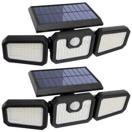 ZEMBSOYA Solar Motion Sensor Outdoor Lights,Solar Powered Flood Lights Outdoor,3 Lighting Modes 2400 mAh 210 LED Bulbs,IP65 Waterproof 360° Illumination Solar Security Flood Light (2 Pack)