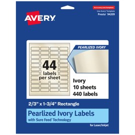 Avery Pearlized Ivory Rectangle Labels with Sure Feed Technology, Print-to-The-Edge, 2/3" x 1-3/4", 440 Pearlized Ivory Labels, Laser/Inkjet Printable Labels