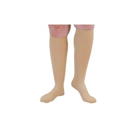 Lymphedivas Beige Medical Graduated Compression Sock Pair 30-40mmHg (Long Closed-Toe X-Large)