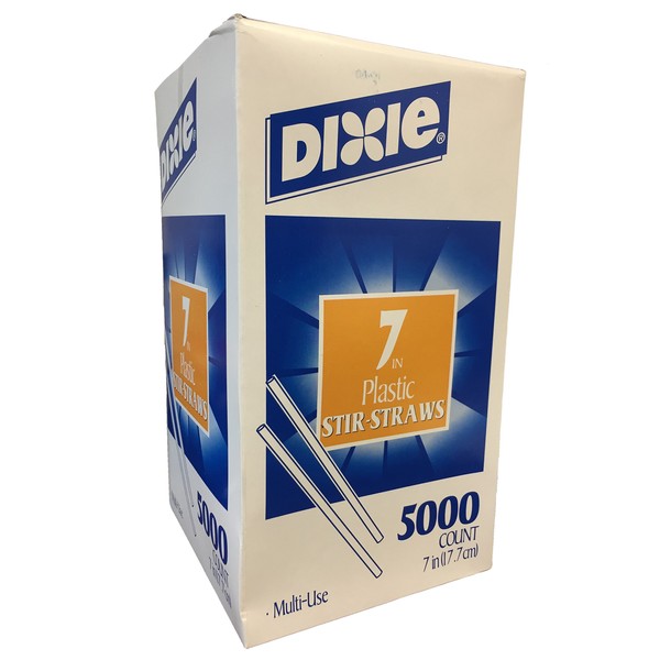 Dixie Stir Straws 7" Unwrapped, 5000 Count - Stirrers For Coffee, Tea, and Cocktails (NOT Regular Drinking Straws)