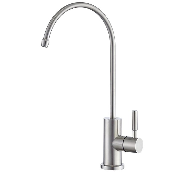 Trywell Drinking RO Water Filter Faucet Kitchen Bar SUS304 Food Grade Solid Stainless Steel Non Air Gap Beverage Cold Water Filter Filtration Tap for Reverse Osmosis System Silver