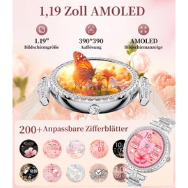 LIGE Reloj Inteligente Mujer con Llamadas Bluetooth Llamadas, 1.19" AMOLED Smartwatch Mujer con Función Femenina 100+Modos Deportivos Pulsómetro, Sueño, Impermeable IP68 para iOS Android Plata