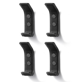 SORWDUERM Pack of 4 Black Leather Coat Hooks Wall for Hanging Rectangle Coat Hooks for Hanging Robe Towels Bags Hats Scarf Keys Clothes Suitable for Bedroom