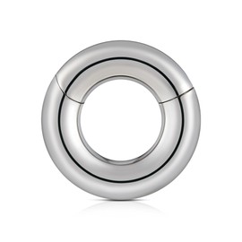 FINE4U 2G 12mm Large Gauge Hoop Hinged Clicker Stretching - ASTM F136 Titanium Big Gauge Ear Ring Stretching