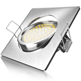 Brandson - Ultra Flat LED Ceiling Spotlight Square Warm White Swivelling - Recessed Ceiling Spotlight - Slim Aluminium Die-Cast Frame Stainless Steel Look - Beam Angle 120 Degrees