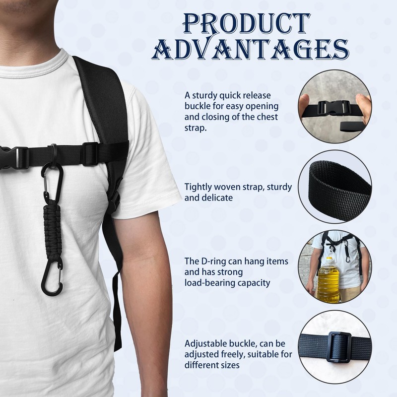UBRAVE 2 Pcs Backpack Chest Strap,Adjustable Backpack Chest Strap, Rucksack