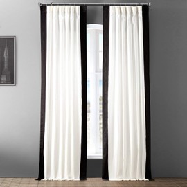 HPD Half Price Drapes Panama Cotton Curtains for Living Room, Bedroom 50 X 108, PRCT-VC1716-108 (1 Panel) Fresh Popcorn and Black