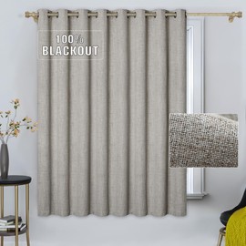 GRALI Cortina Blackout Corta, Tela para Ventanas Extraancha con Ojales Superior, Térmica Aislante en Recámara, Beige, 254 X 160 CM, 1 Hoja
