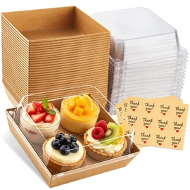 Vorfre Small Charcuterie Boxes with Clear Lids, To Go Paper Food Containers