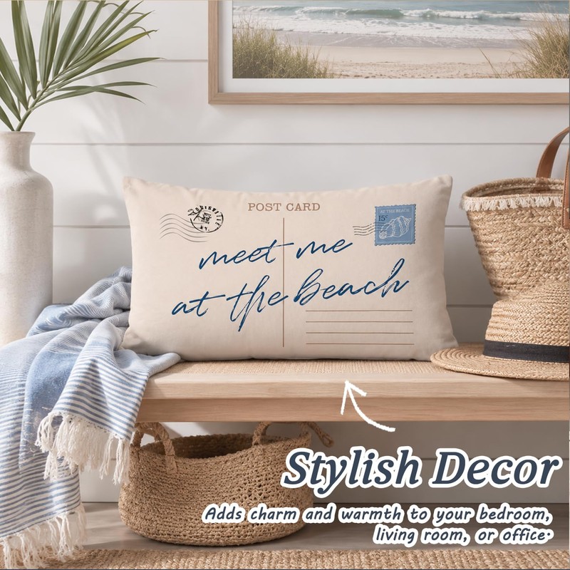 Coastal Pillow Cover 12x20, Beach House Decor，Coastal Room Decor,