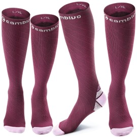 CAMBIVO Compression Socks for Women & Men 2 Pairs, Flight Socks Compression Stockings for Calf & Ankle Support, Sports, Flying, Maternity Pregnancy, Nurses, Travel