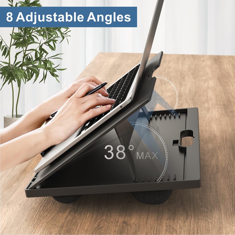 Adjustable Laptop Desk with 8 Angles - Cushioned Lap Desk