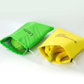 QUINTRA Banana and Salad Bags, Washable, Food Storage Bags with Drawstring, Banana Storage Bags, Vegetable Storage Bags, Odour Resistant (Yellow, One Size)