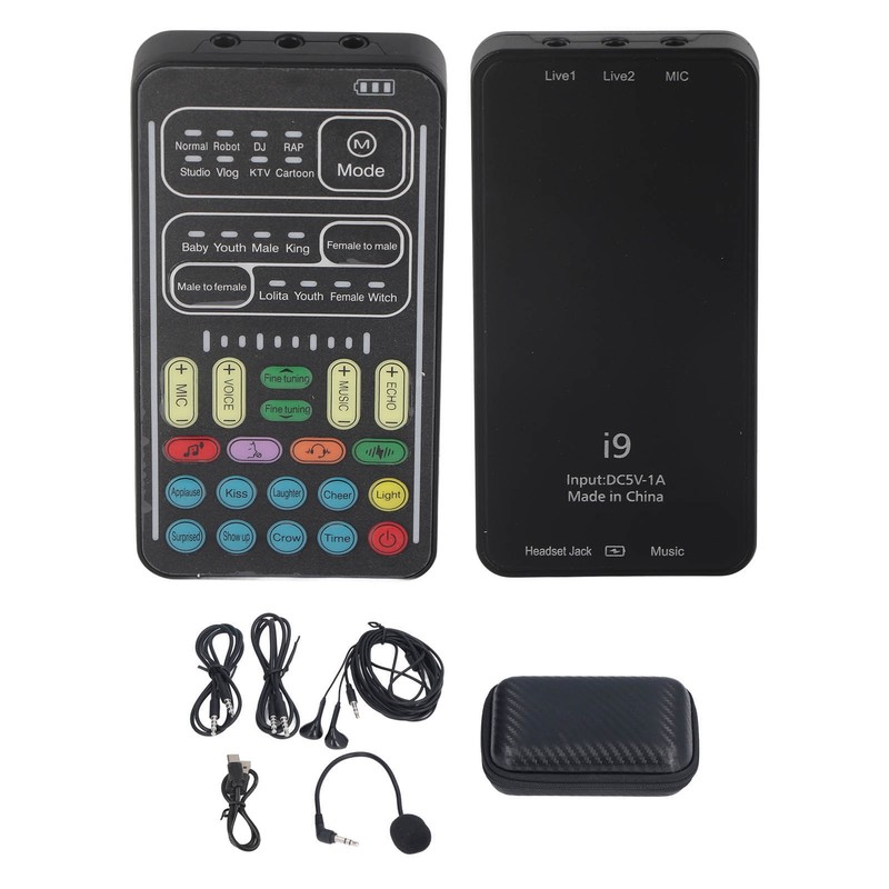 I9 Voice Changer Set Multifunction Portable Recording Mini Sound Card