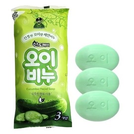 Sandokkaebi Cucumber Soap 80g x3 Pack Facial Soap Face Wash Soap Toiletries ... / 1봉 3개입 산도깨비 오이비누 80g x3P 세안비누 세수비누 세면도구 ...
