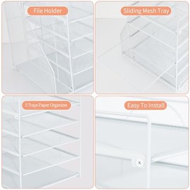 Organizadores de escritorio y accesorios, organizador de bandejas de cartas de 5 niveles con soporte para archivos, organizador de escritorio para... 