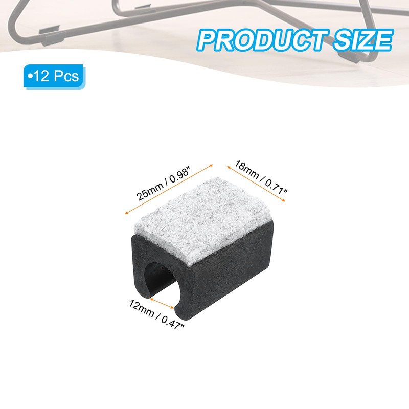 PATIKIL Rectangle U Shaped Chair Leg Tips Caps with Felt