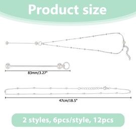 Hobbspring 12pcs 2 Styles Beadable Necklace Blanks Bar Pendants 18.5 inch Stainless Steel Chain Necklaces Platinum Beaded Necklace Making Accessories for Jewelry Making Kits DIY Beading Crafts, 304