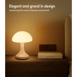 Anykonio Glass Mushroom Lamp, Retro Dimmable Bulb Replaceable Desk Table Lamp for Bedroom Living Room Nightstand, Mid Century Modern Aesthetic Lamp (2700K 5W)