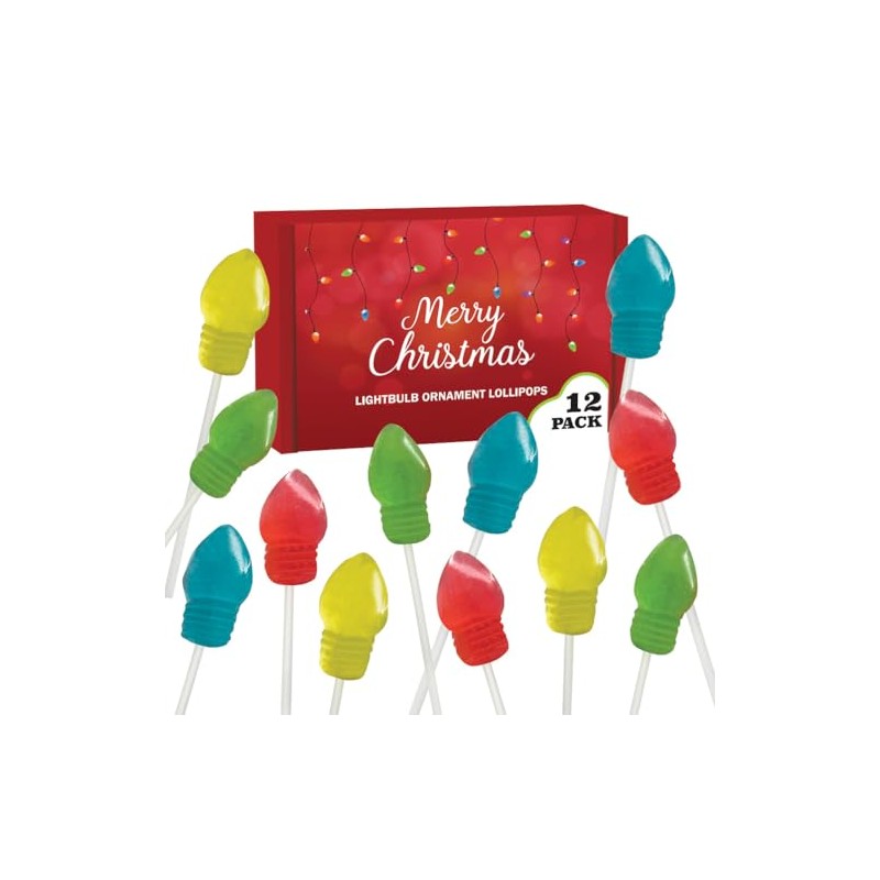 Christmas 3D Light Bulb Suckers - Holiday Lollipops Individually Wrapped