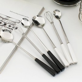 (Hyunwoo) Hyunwoo Black and White Long Spoon 3-Piece Set / (현우)현우 블랙앤화이트롱스픈3P세트