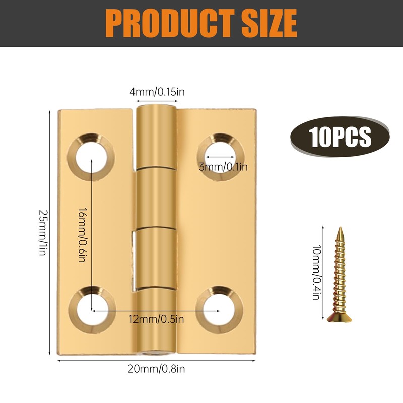 10PCS Mini Solid Brass Hinge Jewelry Box Cabinet Drawer Butt