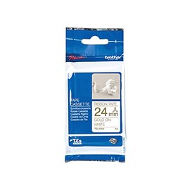 Brother Original Brother textiles TZe-R254 label tape gold on white - 24 mm wide, 4 m long (for Brother P-touch H200, H100LB/R, H105, E100/VP, D200/BW/VP, D210/VP, Cube, Cube Plus)