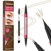 2-in-1 Liquid Brow Pen,1/2 Prong,Fine Tip,Brows,Liner,Beard,Hair(3#Dark Brown)