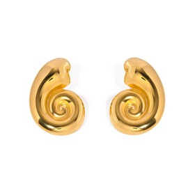 Minimalist Swirl Spiral Chunky Stud Earrings for Women 18K Gold Plated Stainless Steel Geometric Statement Studs Earring Hypoallergenic Fashion Trendy Jewelry for Birthday Holiday