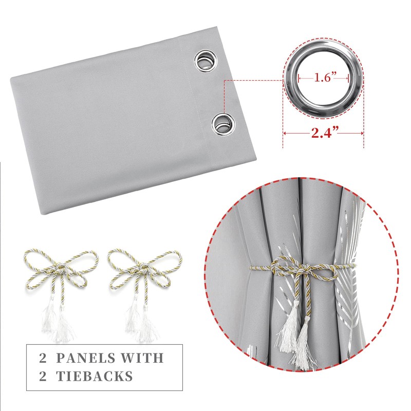 Estelar Textiler Light Grey Blackout Curtains 108 Inches Long, Silver