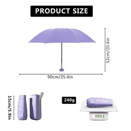 WULUN Compact Umbrella, 6 Ribs Umbrella, Stormproof, Small Pocket Umbrella, Windproof, UV Protection, Ultralight Umbrella, Foldable Travel Umbrella, Foldable Robust Mini Umbrella for Sun and Rain,