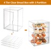 Pastry Display Case，4-Tier Adjustable Clear Bread Storage with Magnetic Door，Bread
