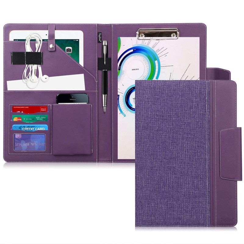 Toplive Portfolio 3 Ring Binder, Business PU Leather Padfolio Organizer