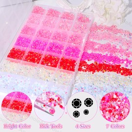 22000Pcs Pink Rhinestones for Bedazzling, Jelly Bedazzling Resin Gems 3-5mm, Pink White Gems Bedazzling Kit for Crafting, Flatback Color Light Hot Pink AB Gems for Nails Face Makeup Crafts Tumblers