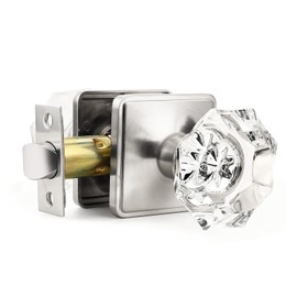 Orger Passage Door Knobs,Modern Glass Door Knobs, Keyless Stain Nickel Door Handles Interior Zinc-Alloy Heavy Duty for Closet Hallway 1Pack