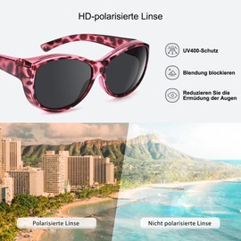 TINHAO Polarized Fit Over Sunglasses, Oversized Wrap Protection Sunglasses, Over Glasses, for Men and Women, Purple leopard