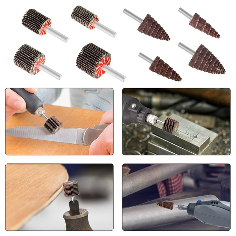 TOVOT 24PCS Mounted Flap Wheels Assortment Kit with 1/4" Mandrel