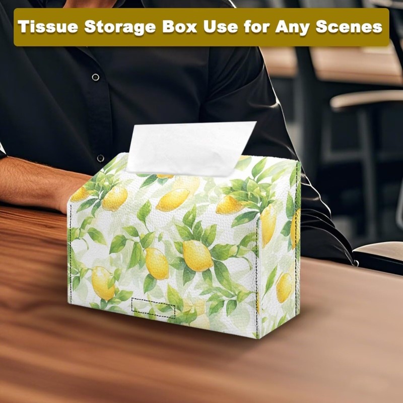 Yorfeemge Lemon Print Hand Towel Box Cover Compatible with Kleenex