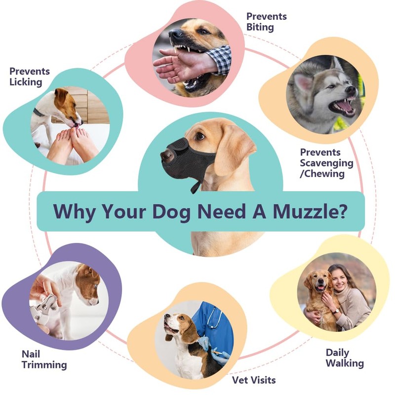 FDEETY Muzzle for Dogs, Soft Mesh Muzzle for Small, Medium
