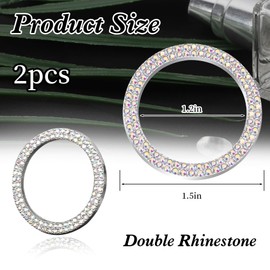 Car Accessories For Women,Car Decor,2 Pcs Bling Car Button,Blingbling,Bling Car Accessories For Women,Car Interior Stickers,Auto Interior Decoration,Rhinestone Crystal Ring For Car Buttons & Knobs